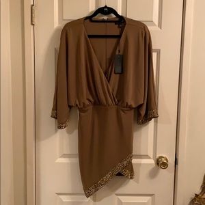🔥gorgeous NWT asymmetrical bead trim dress